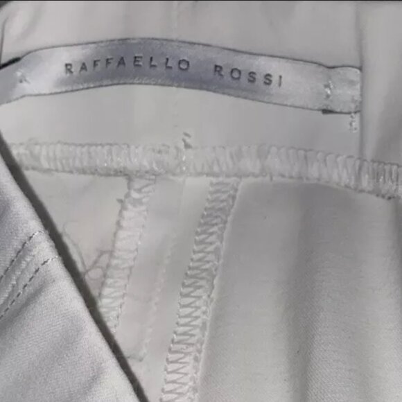 Rafaello Rossi 6/8 Penny Pants Sz 42 / 12 Solid White Cropped Stretch Flat Front - Picture 7 of 9